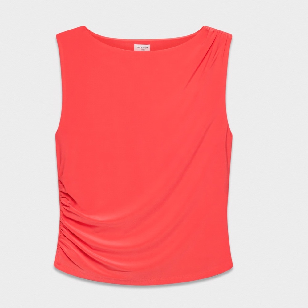 Aritzia Babaton Inkwell Top in Cherry Red Runched Tank Top